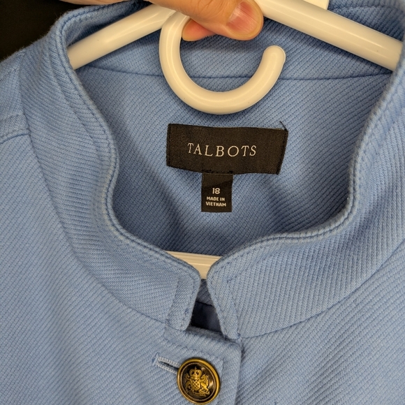 Talbots Military Style Jacket Blue Gold Button Womens Size 18 Lined Cotton Blend - Picture 5 of 8